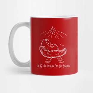 Religious Line Art Christmas He is The Reason for the Season Mug